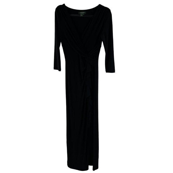 Ralph Lauren Womens Size 4 Black Evening Gown Pleated Elegant Romantic Stylish - Picture 13 of 16